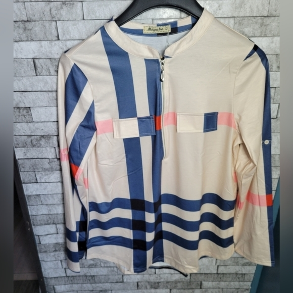 Moyabo NWT size L quarter‎ zip blouse